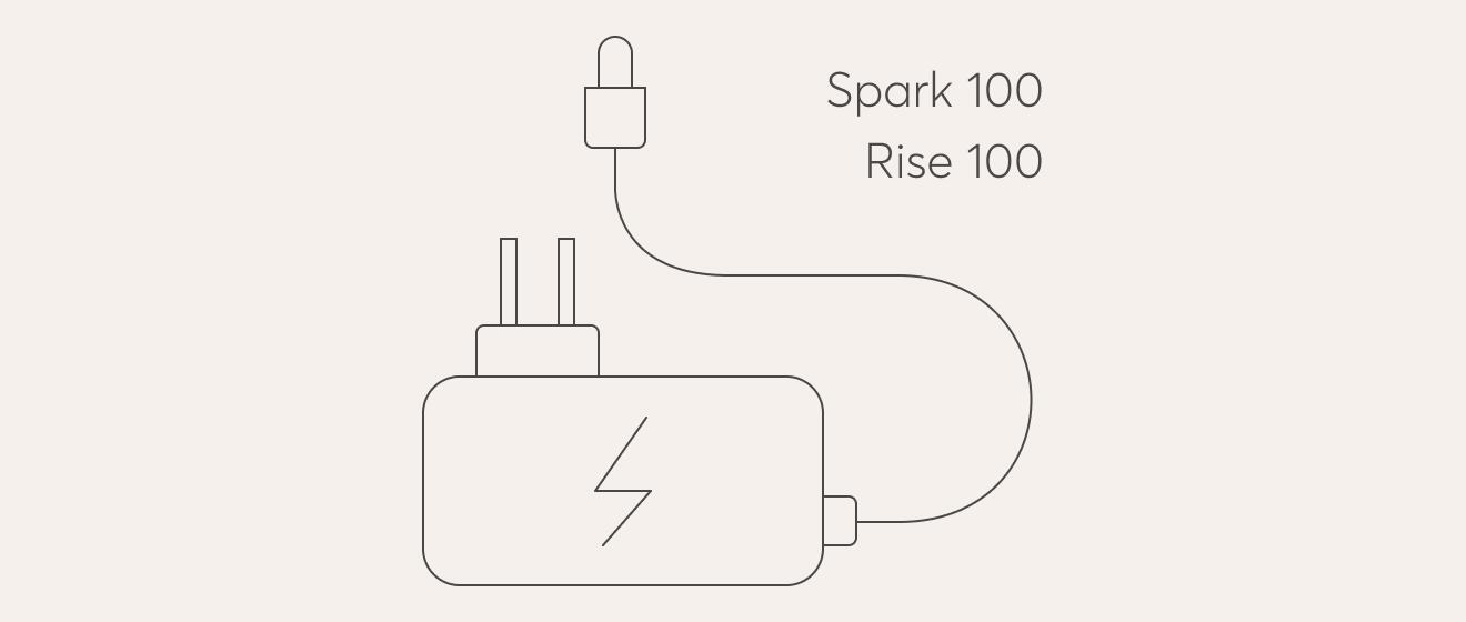Bodyclock Spark 100, Rise 100 mains power adaptor photo